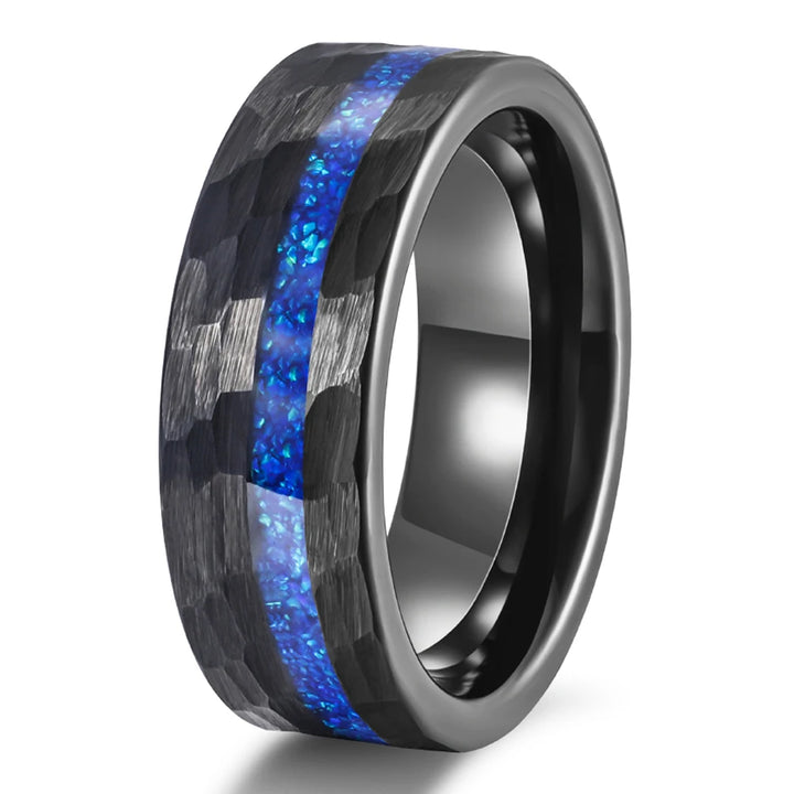 mens black hammered wedding band