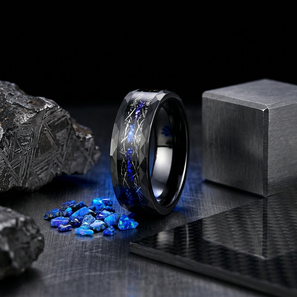 meteorite-blue-opal-tungsten-ring