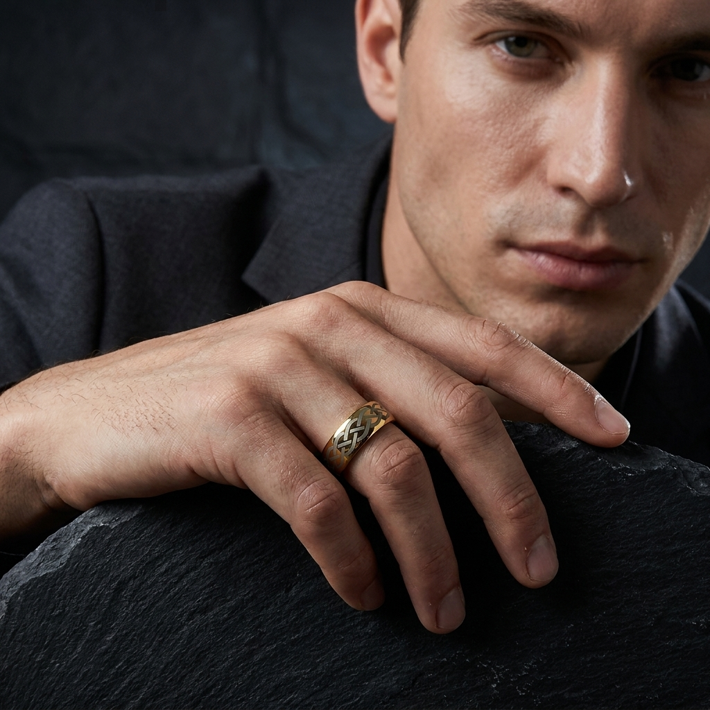 The Goldknot — Celtic Gold Tungsten Ring