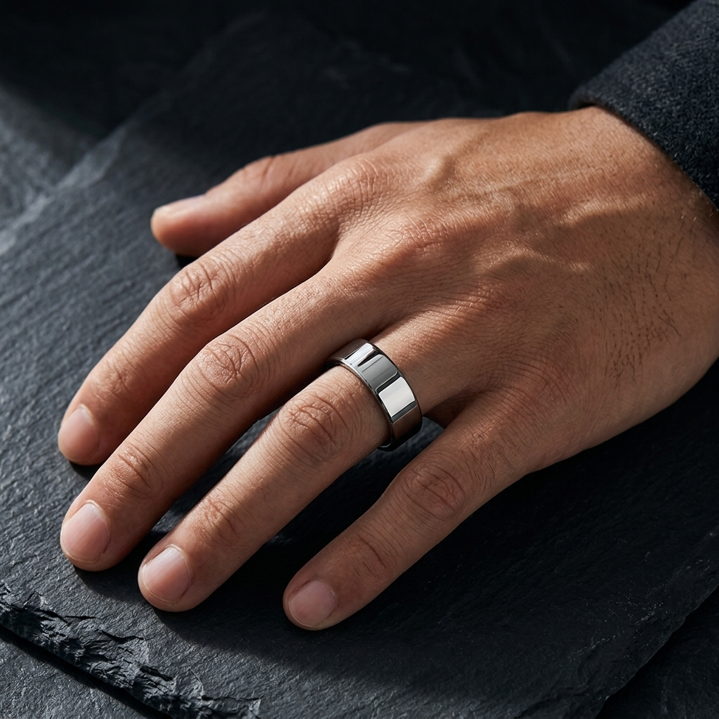 The Accord — Flat Polished Silver Tungsten Wedding Band