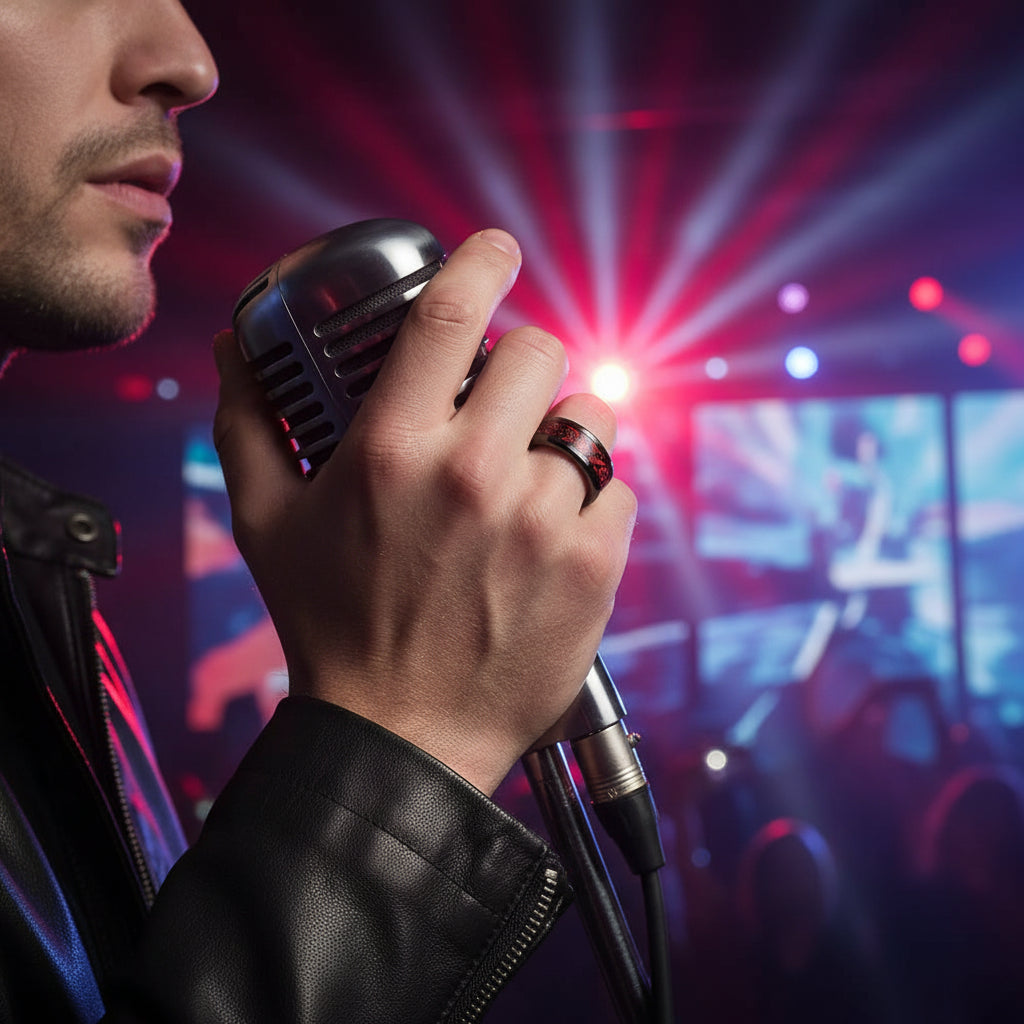 red and black carbon fiber ring​
