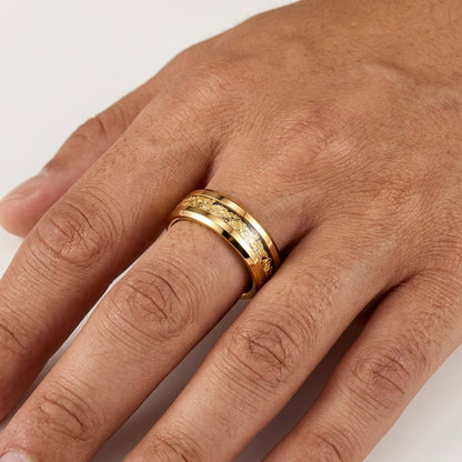 tungsten Couple Ring Set with Gold Foil Inlay