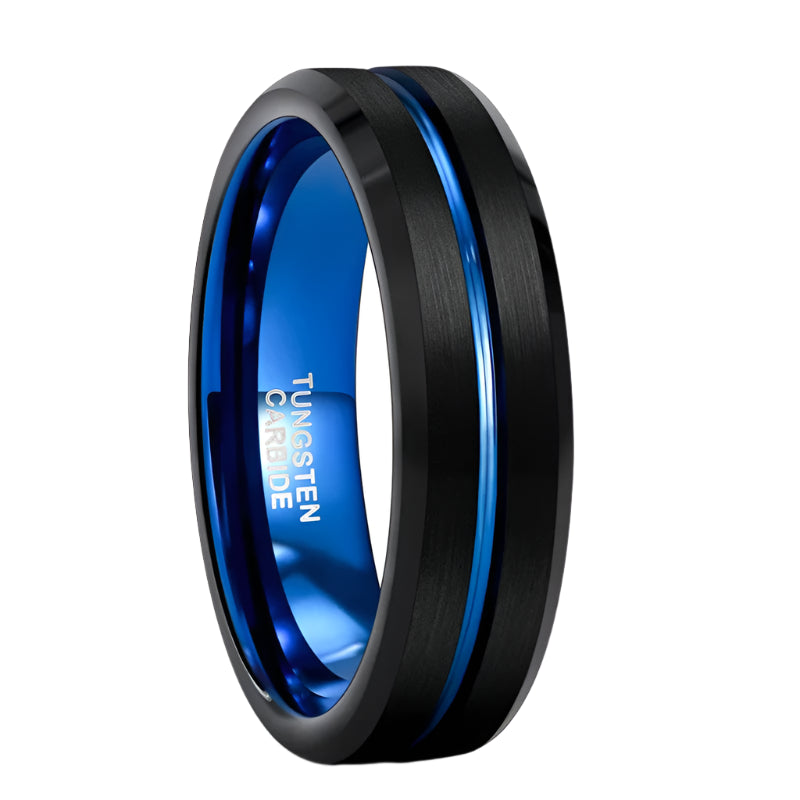 tungsten rings black and blue