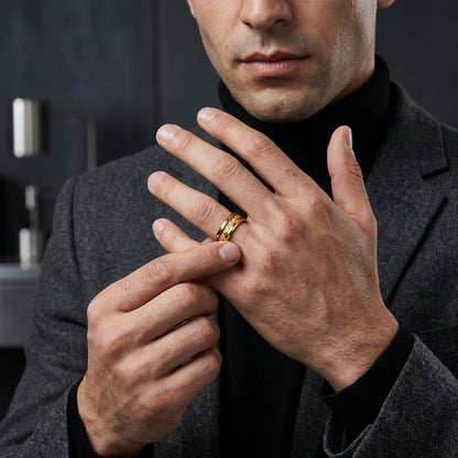 tungsten Couple Ring Set with Gold Foil Inlay