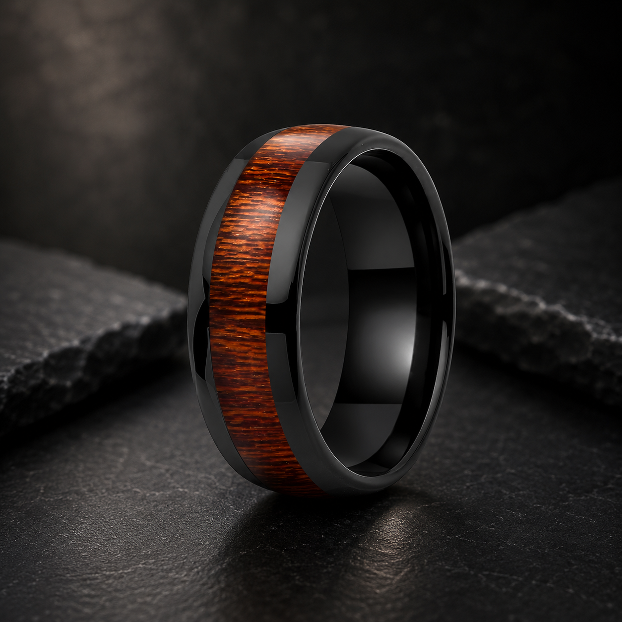 tungsten and wood wedding band​