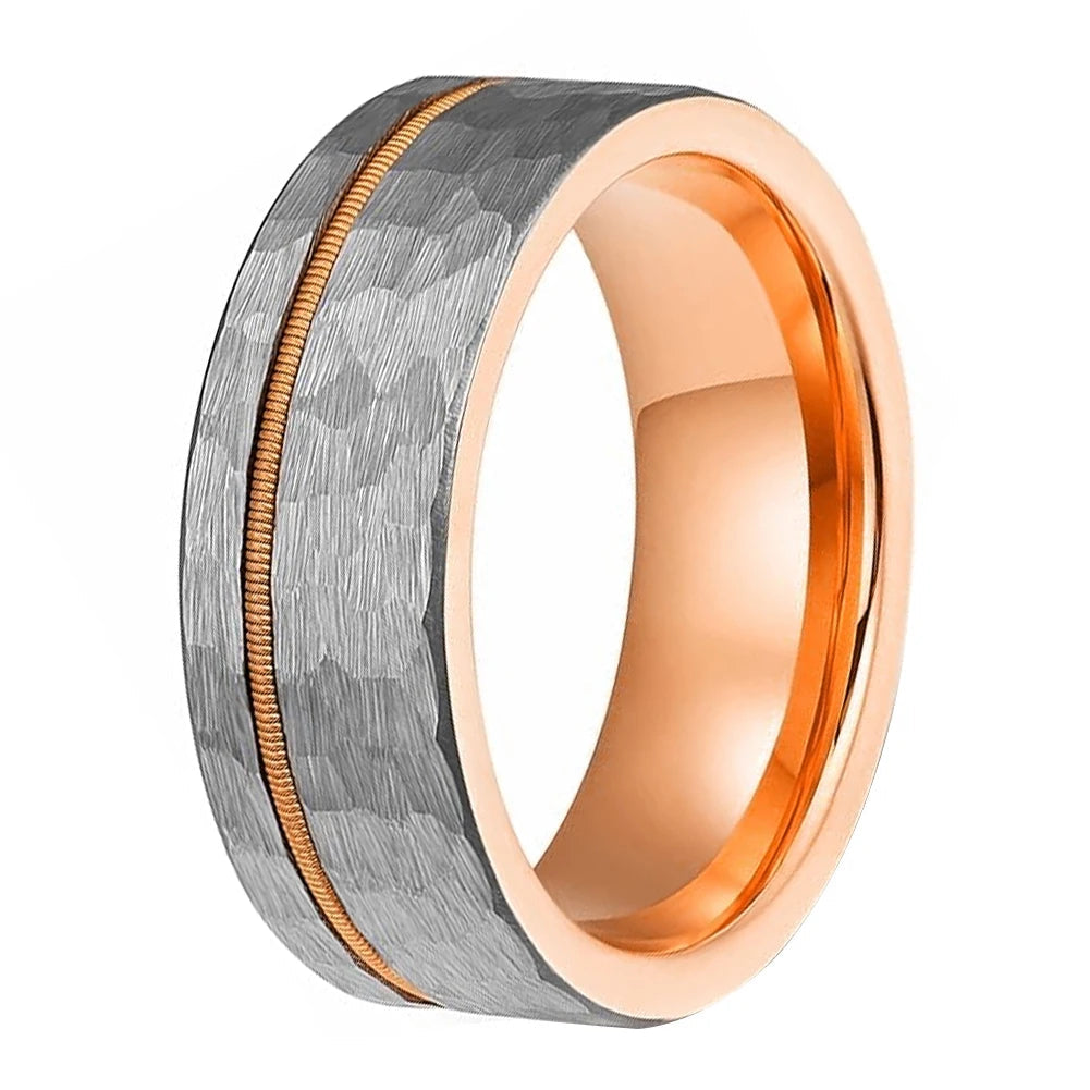 tungsten carbide hammered ring
