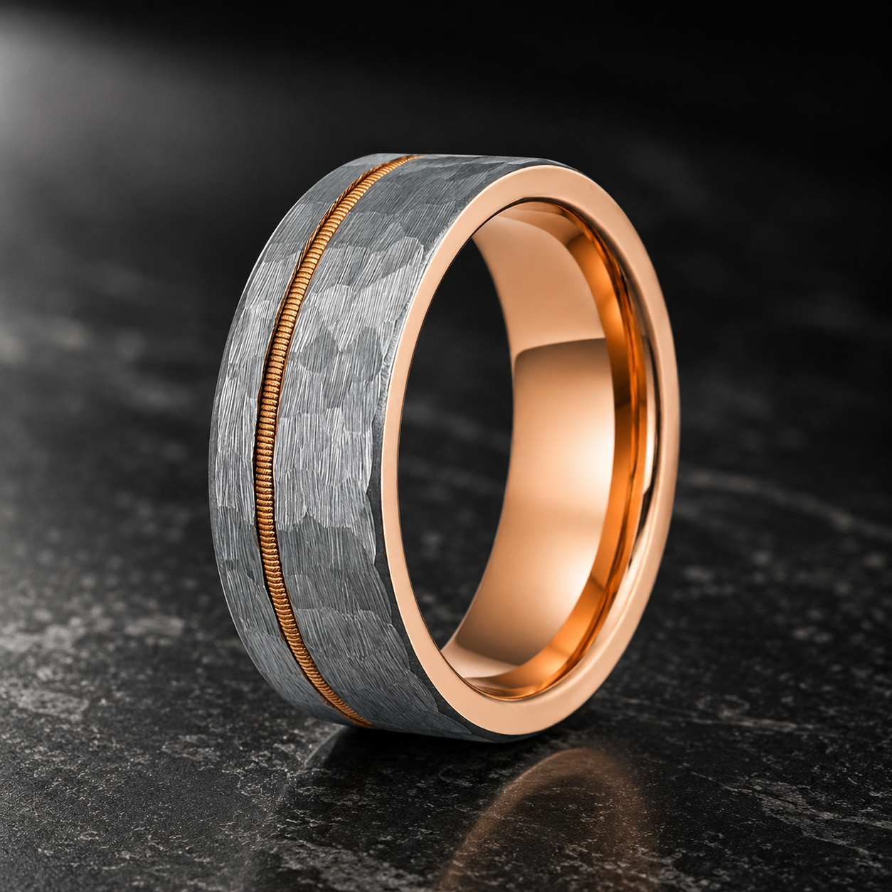 tungsten carbide with a hammered finish