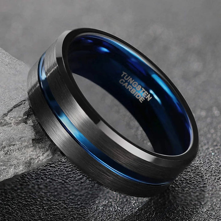 tungsten carbide ring blue and black