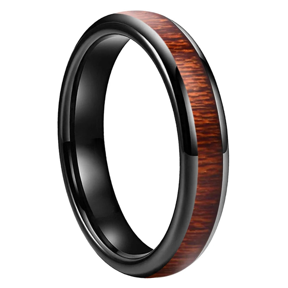 tungsten wood inlay wedding band​