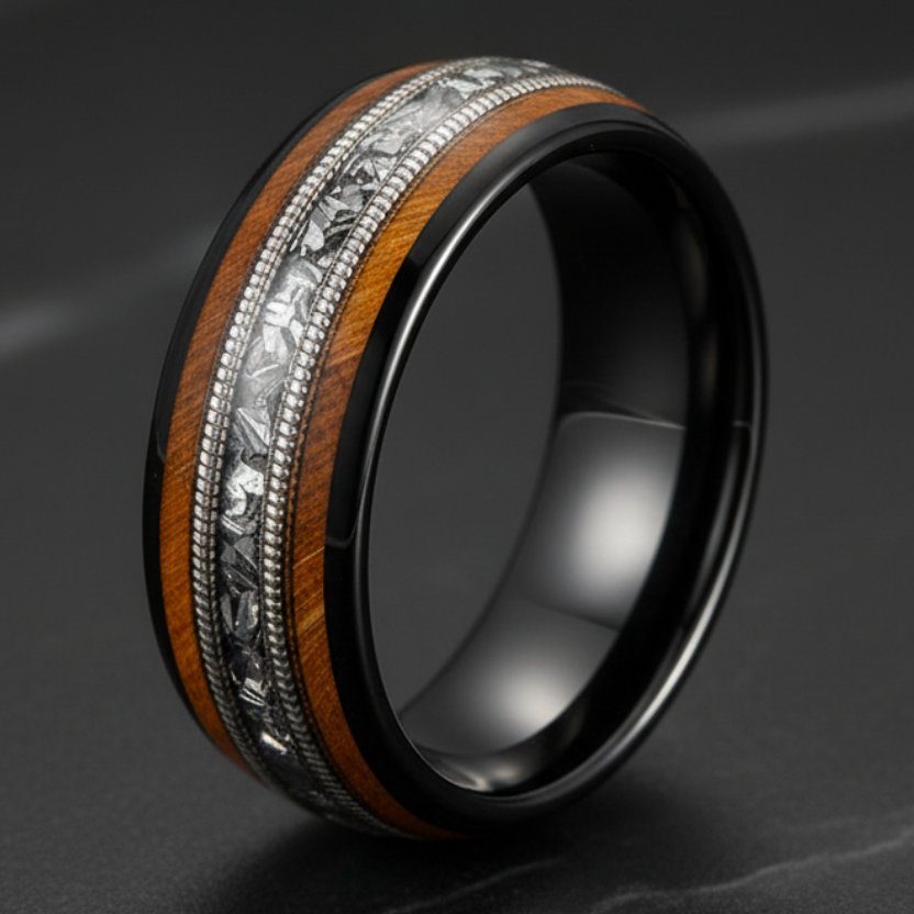 Whiskey Barrel Wood Tungsten Ring - RealTungsten