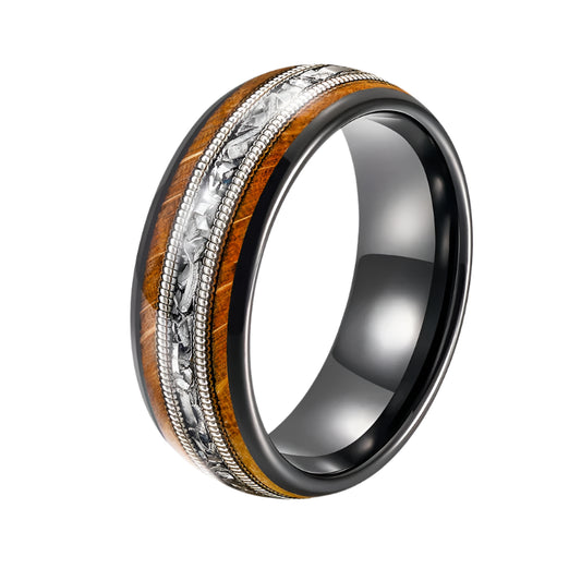 whiskey barrel wood tungsten ring